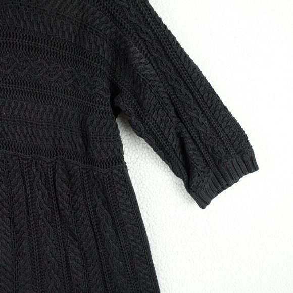 Peter Nygard Cable Knit Sweater Womens Medium Black Fisherman Turtle Neck - Picture 3 of 8
